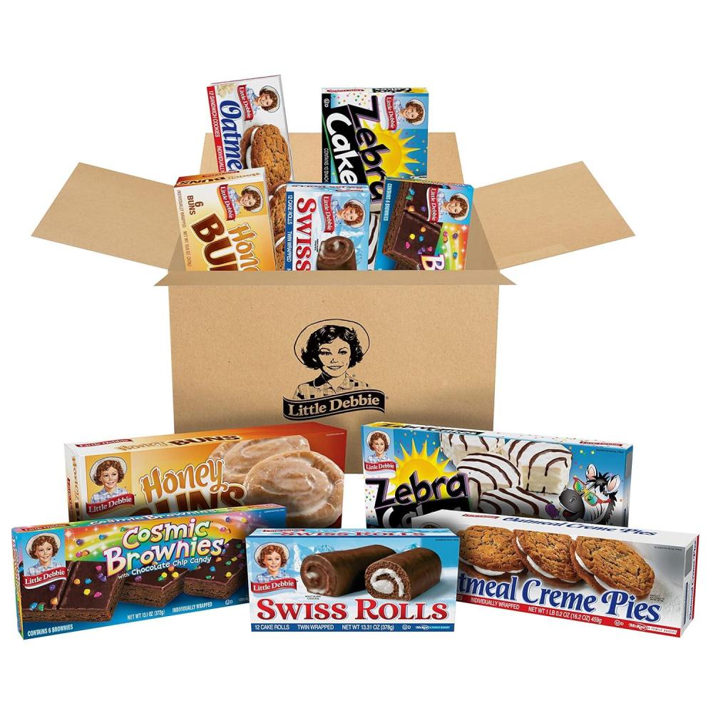 image:imageLittle Debbie Variety Pack Zebra Cakes Cosmic Brownies Honey Buns Oatmeal Creme Pies and Swiss Rolls 1 Box Each 48 Piece Assortment